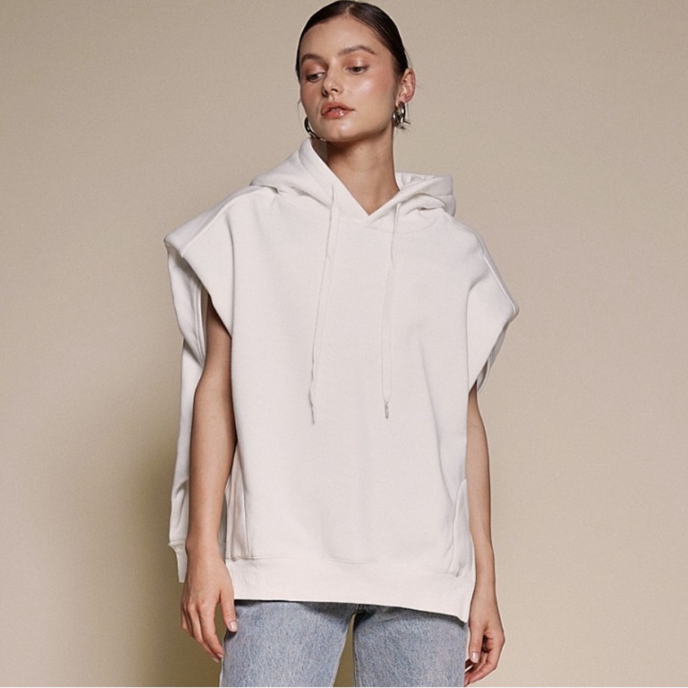 White sleeveless hoodie